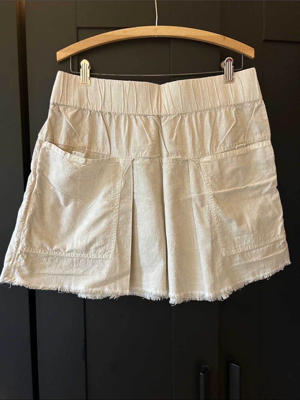 Free People Cream Textured Pull-On mini skirt